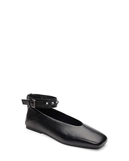 Ash Black Best Studded Ankle Strap Flat