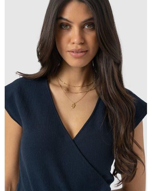 Saint + Sofia Blue Rosa Wrap Top