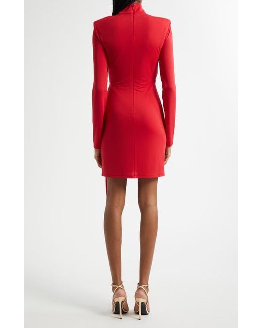 Cinq À Sept Red Joelene Knot Front Long Sleeve Knit Minidress