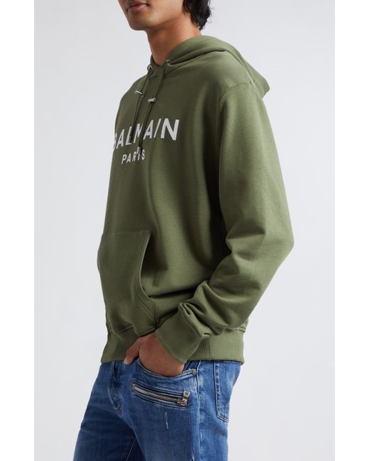 Balmain Green Logo Hoodie for men