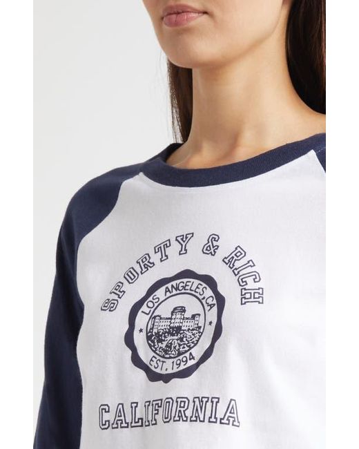 Sporty & Rich Blue California Emblem Graphic Baseball T-Shirt