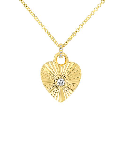 EF Collection Metallic Diamond Fluted Heart Pendant Necklace