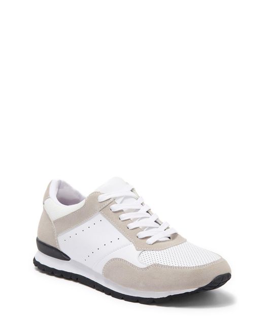 English Laundry White Kenneth Leather Perforated Sneaker for men