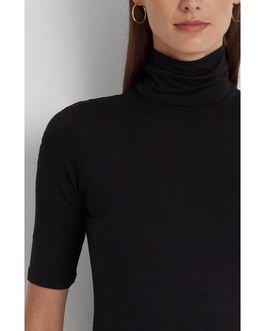 Ralph Lauren Black Jersey Turtleneck Top
