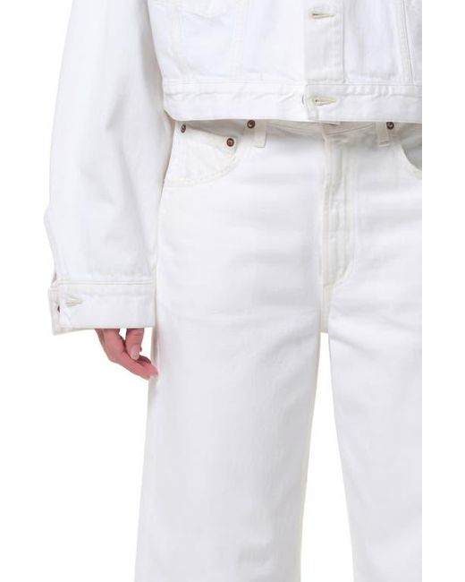 Agolde White Low Curve Frayed Jeans