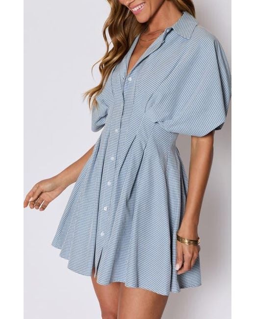 Vici Collection Blue Benson Pleated Shirtdress