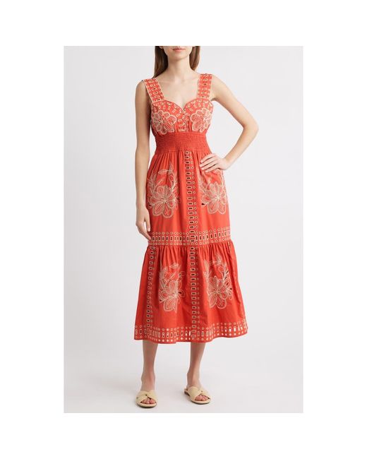 fawn embroidered eyelet midi dress Fawn Embroidered Eyelet Midi Dress