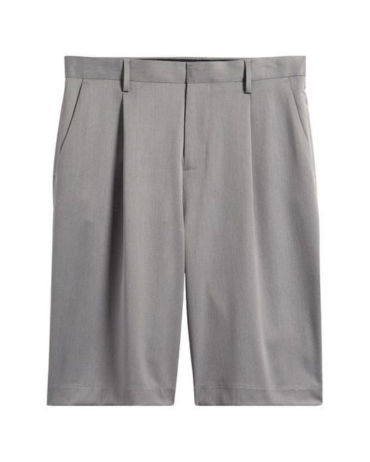 Open Edit Gray Pleated Bermuda Shorts for men