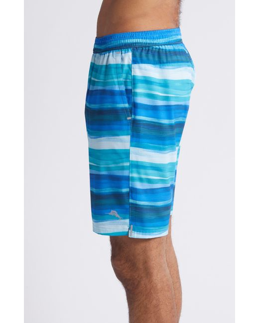 Tommy Bahama Blue Monterey Coast Under Sea Islandzone Stripe Hybrid Shorts for men