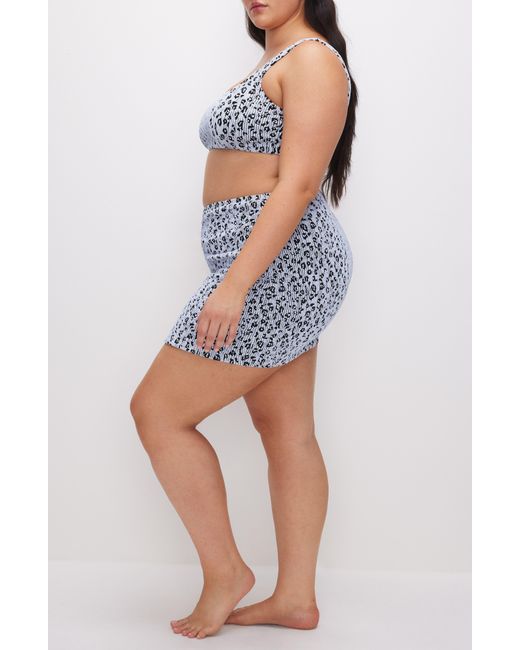 GOOD AMERICAN Blue Always Fit Leopard Cover-up Miniskirt
