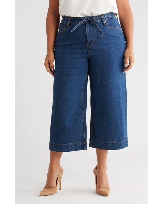Anne Klein Blue Wide Leg Drawstring Jeans