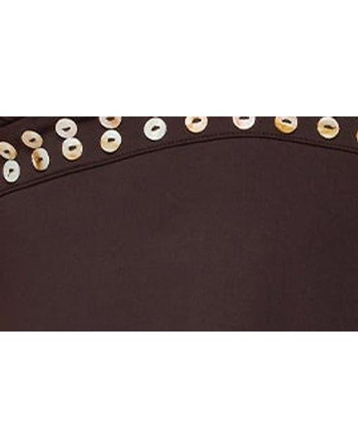 Edikted Brown Button Trim Open Back Halter Top