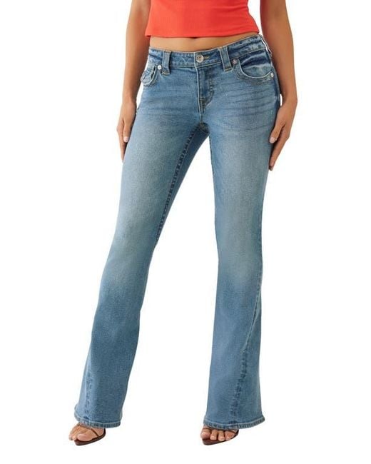 TRUE RELIGION Women's Blue Joey Low Rise Flare Leg Jeans