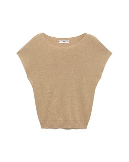 Mango White Fine Knit Cap Sleeve Sweater