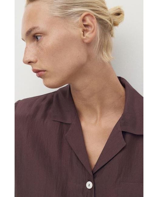 Mango Purple Silk Pajama Shirt