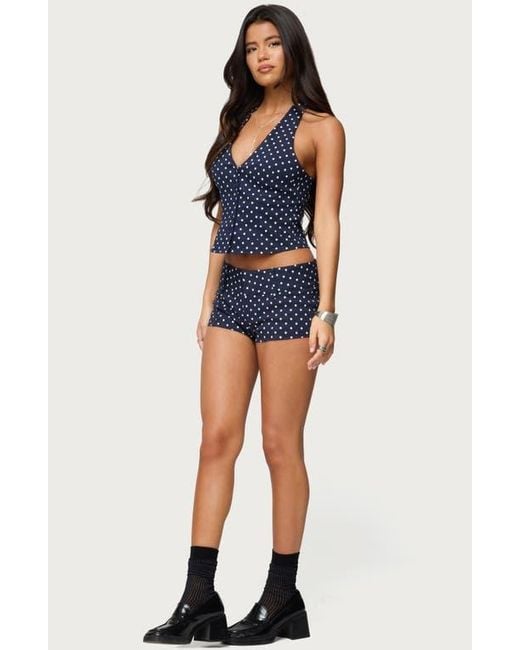 Edikted Blue Twyla Dot Halter Top