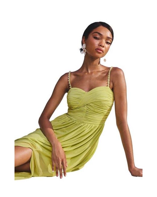 Lipsy Green Embellished Strap Ruched Maxi Dress