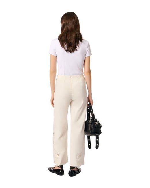 Maje White Embroidered Trousers