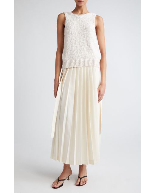 Rohe Natural Pleated Wool Blend Wrap Skirt