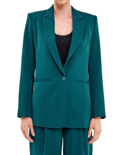 Endless Rose Green Tailored Single Button Blazer