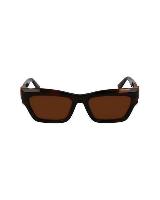 Longchamp Brown Medallion 53Mm Modified Rectangular Sunglasses