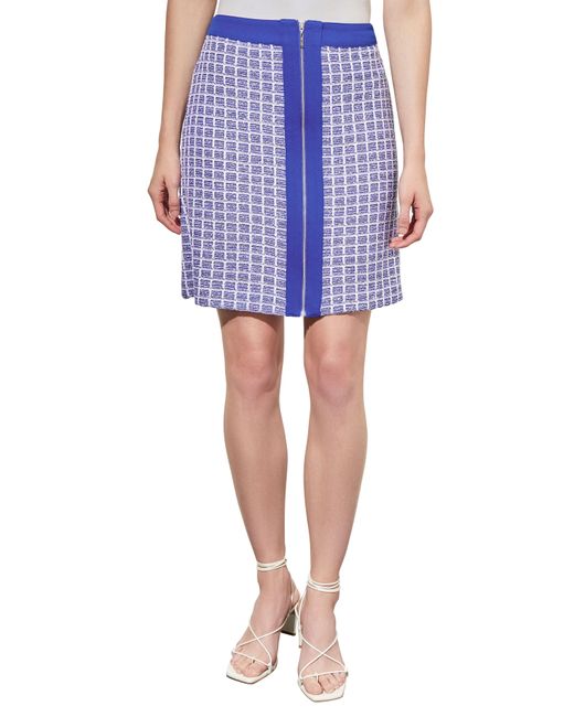Ming Wang Blue Zip-up A-line Skirt
