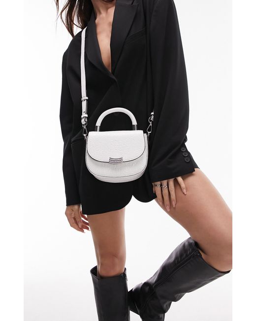 Cindy Croc Embossed Faux Leather Crossbody Bag in Black Lyst