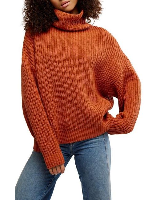 Free People Orange Swim Too Deep Turtleneck Sweater