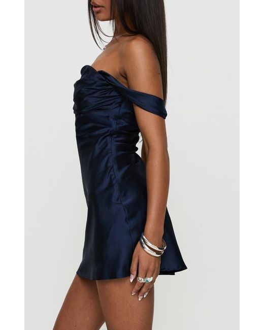 Princess Polly Zabbarra Off The Shoulder Satin Minidress in Blue | Lyst Princess Polly Zabbarra Off The Shoulder Satin Minidress in Blue | Lyst
