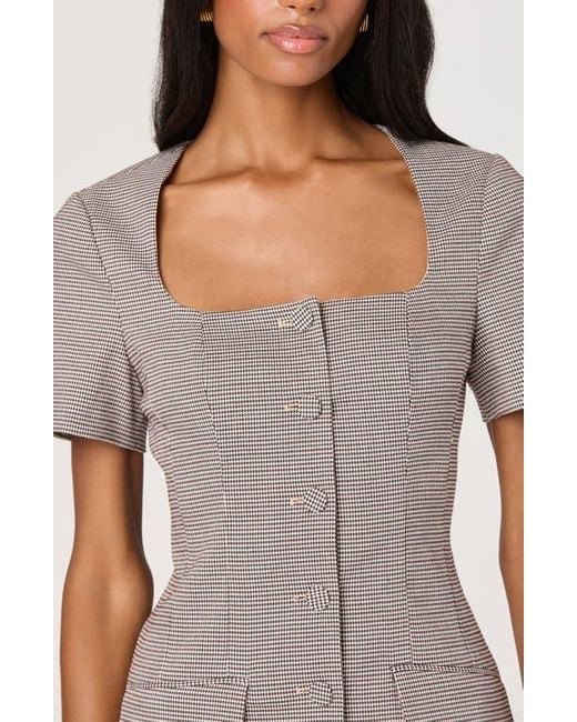 Astr Multicolor Houndstooth Short Sleeve Button-Up Minidress