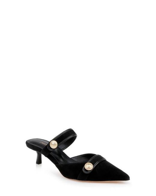 L'Agence Black Gilliane Mary Jane Pointed Toe Kitten Heel Mule