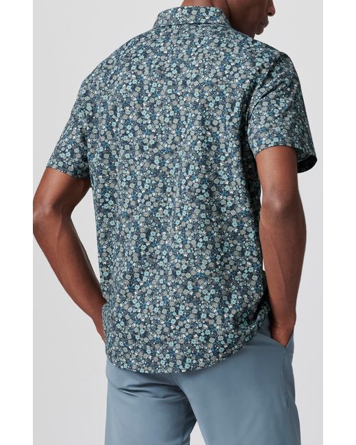 Rhone Blue Commuter Short Sleeve Performance Button-down Shirt for men