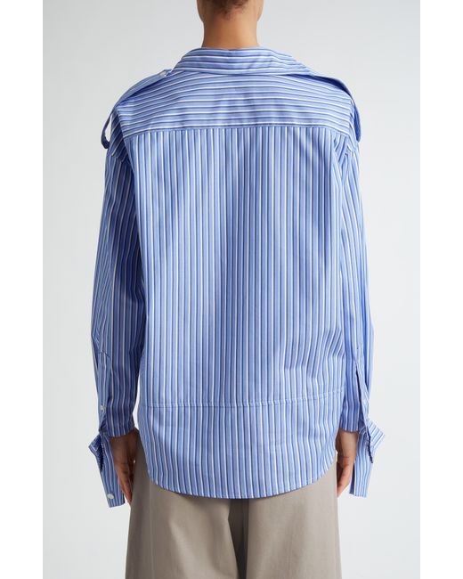 MERYLL ROGGE Blue Stripe Deconstructed Button-up Shirt