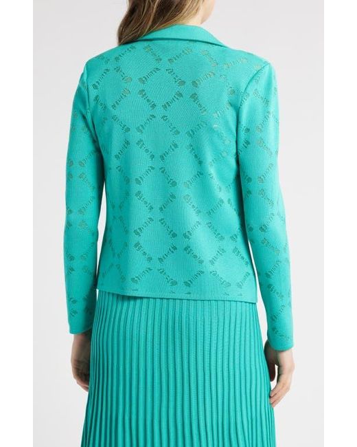 Ming Wang Blue Burnout Knit Jacket
