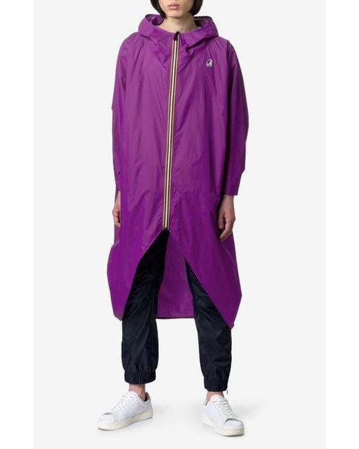 K-Way Purple Rennes Waterproof Packable Rain Poncho