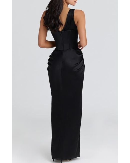 House Of Cb Angeline Strapless Satin Corset Gown in Black | Lyst House Of Cb Angeline Strapless Satin Corset Gown in Black | Lyst