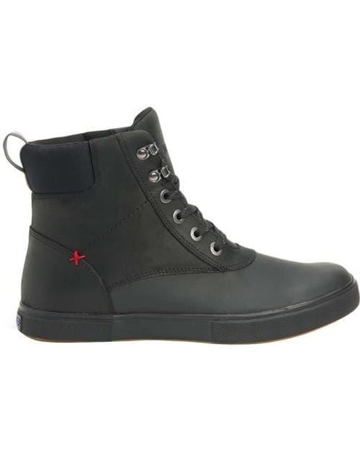 XtraTuf Black Leather Lace Ankle Deck Boot for men
