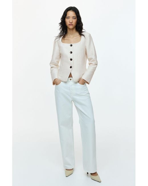 H&M Natural Square-Neck Blazer