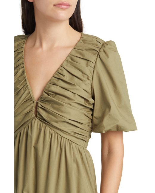 Charles Henry Green Ruched Tiered Dress