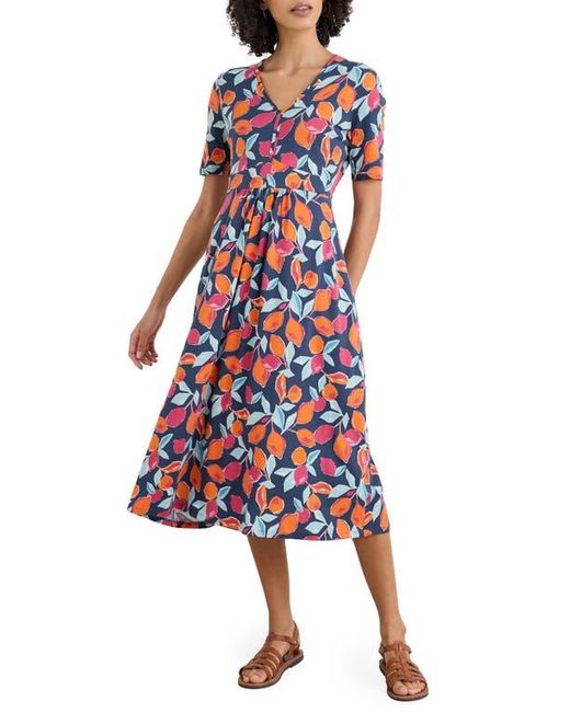 Seasalt Cornwall Red Carwynnen Citrus Print Midi Dress