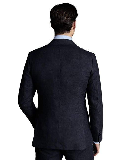 Charles Tyrwhitt Blue Linen Slim Fit Jacket for men