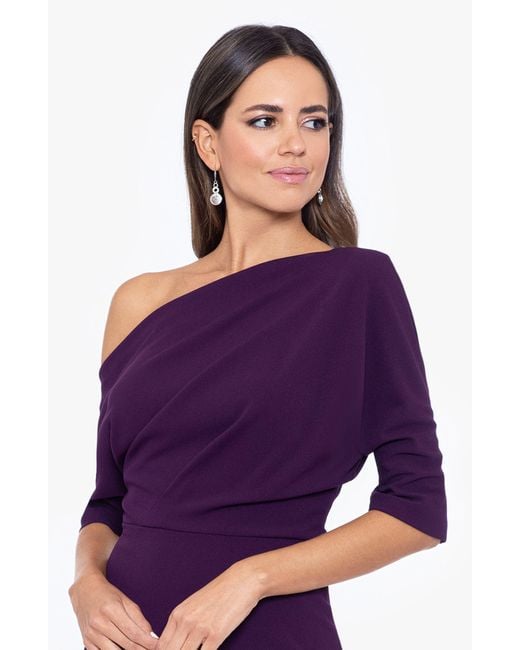 Betsy & Adam Purple One-shoulder Crepe Scuba Sheath Dress