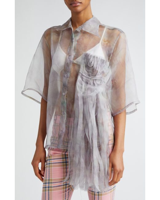 Collina Strada Multicolor Veronika Sheer Silk Organza Shirt At Nordstrom