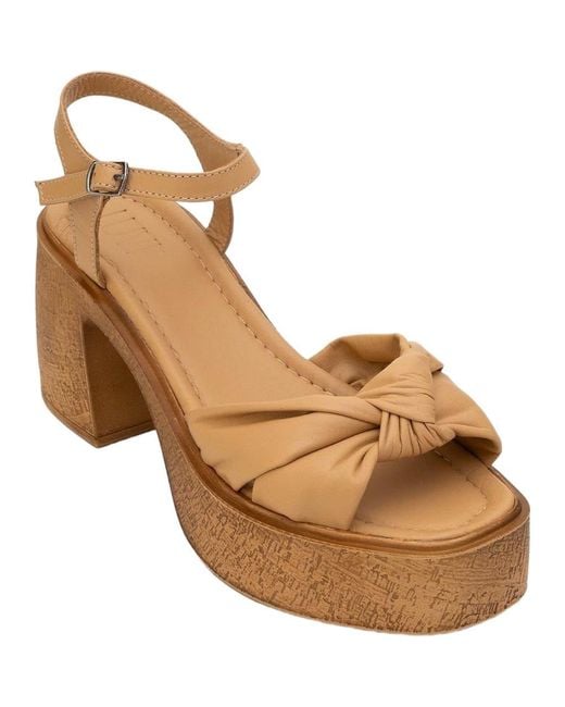 Forever & Always Shoes Brown Tily Platform Wedge Leather Sandal