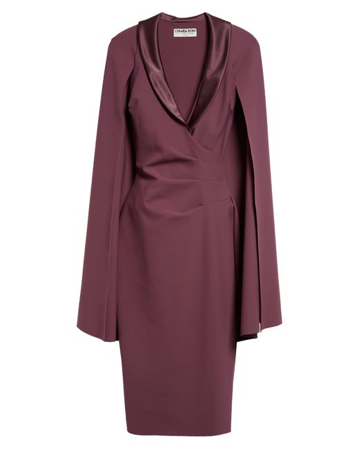 Blouson-Sleeve Shawl-Collar Wrap Dress