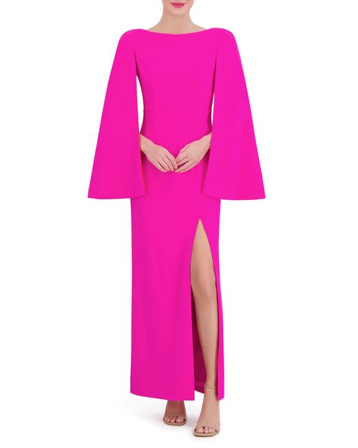 Vince Camuto Pink Long Sleeve Capelet Scuba Crepe Dress