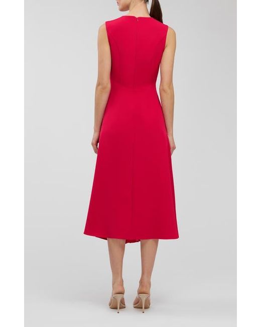 Kay Unger Red Elliot Chiffon Pleat Detail Cocktail Dress