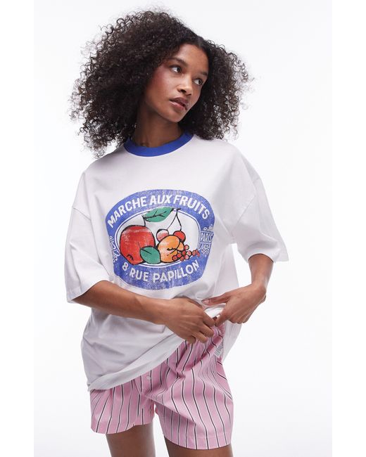 TOPSHOP White Still Life Produce Graphic T-shirt