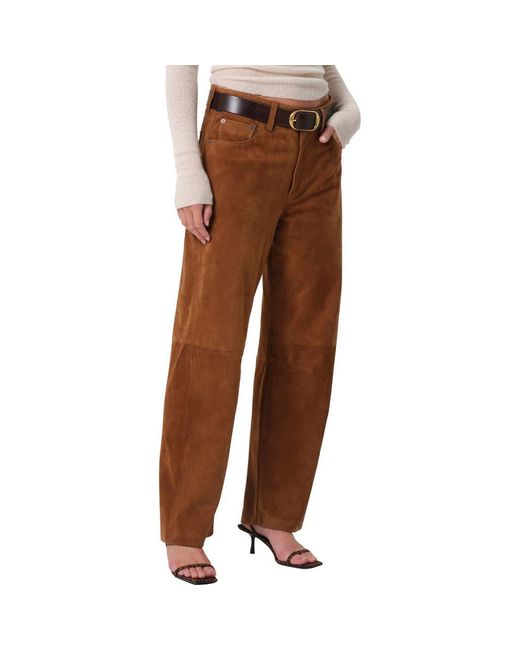 Citizens of Humanity Brown Miro High Waist Suede Barrel Jeans