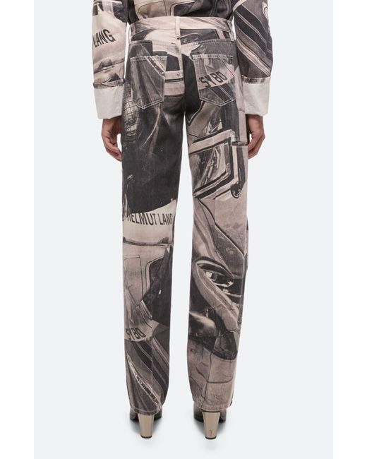 Helmut Lang Multicolor Collage Print Organic Cotton Denim baggy Jeans for men